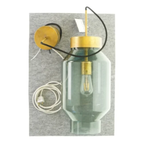 Loftlampe i farvet glas og messing