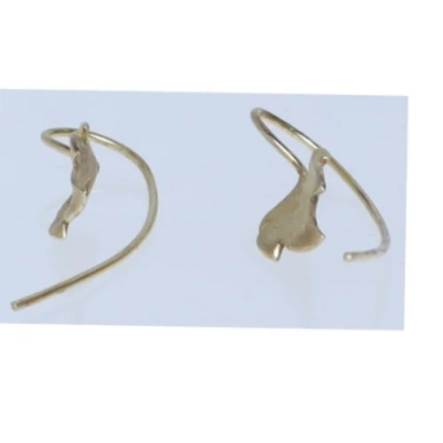 Guld øreringe med bladform (str. 3,5 cm)
