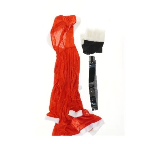 Julekjole med hætte og bælte (str. bryst 50 cm, længde 90 cm)