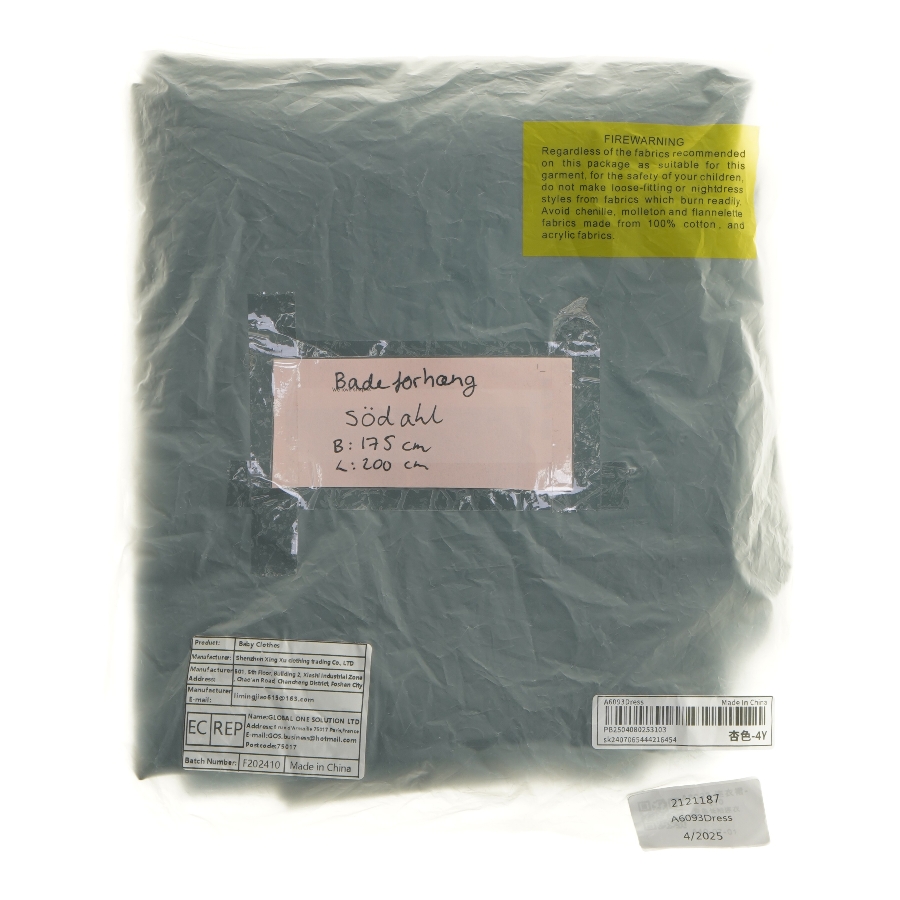 Badeforhæng sort 175x200 cm fra Södahl (str. 175x200 cm)