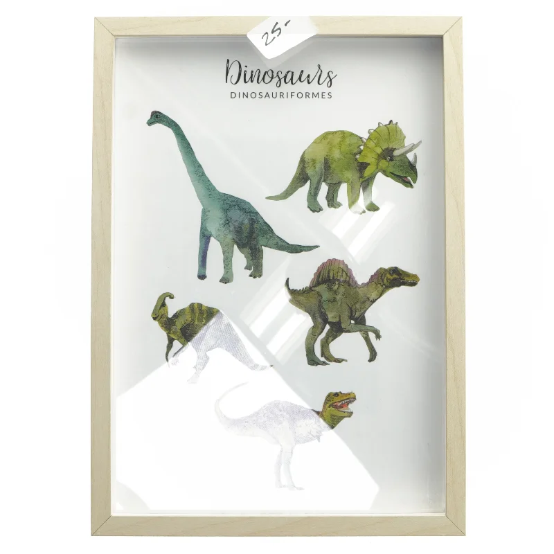 Dinosaur billede med ramme (str. 32x23 cm)