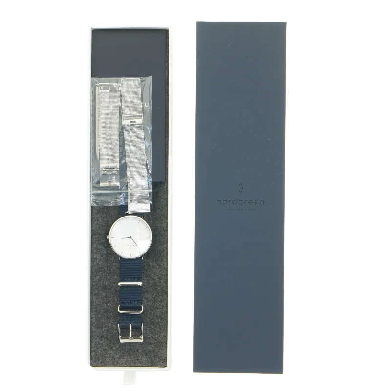 Armbåndsur fra Nordgreen, Copenhagen (str. Skive ø 3,5 cm, rem 1,8 cm bred)