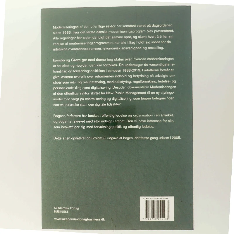 Moderniseringen af den offentlige sektor af Niels Ejersbo, Carsten Greve (Bog)