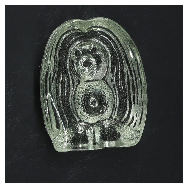 Orrefors bogstøtte i glas formet som et dyr (str. 10x8 cm)