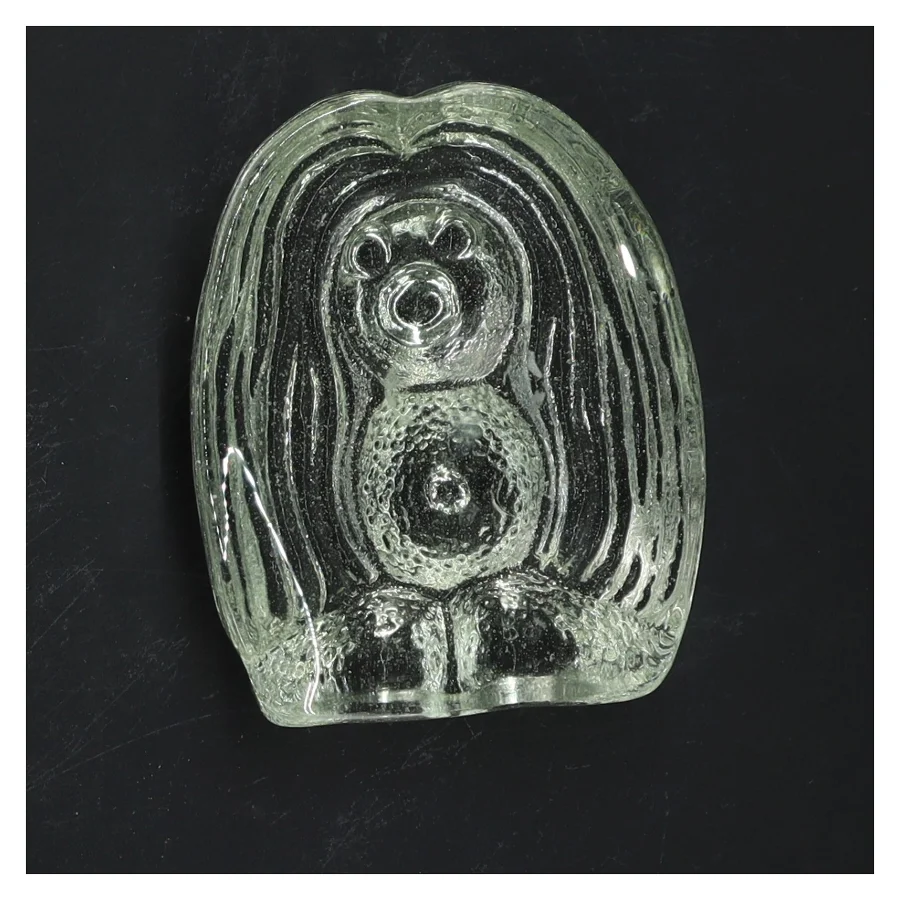 Orrefors bogstøtte i glas formet som et dyr (str. 10x8 cm)