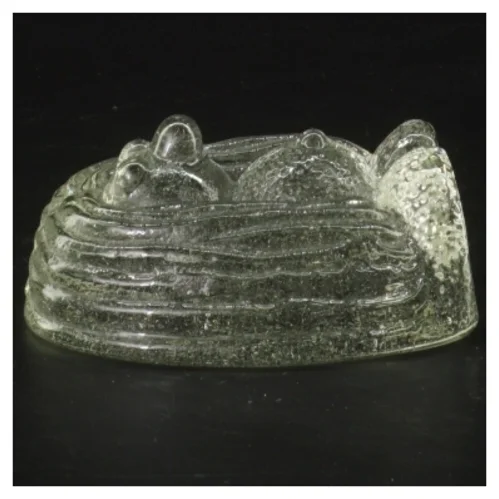 Orrefors bogstøtte i glas formet som et dyr (str. 10x8 cm)