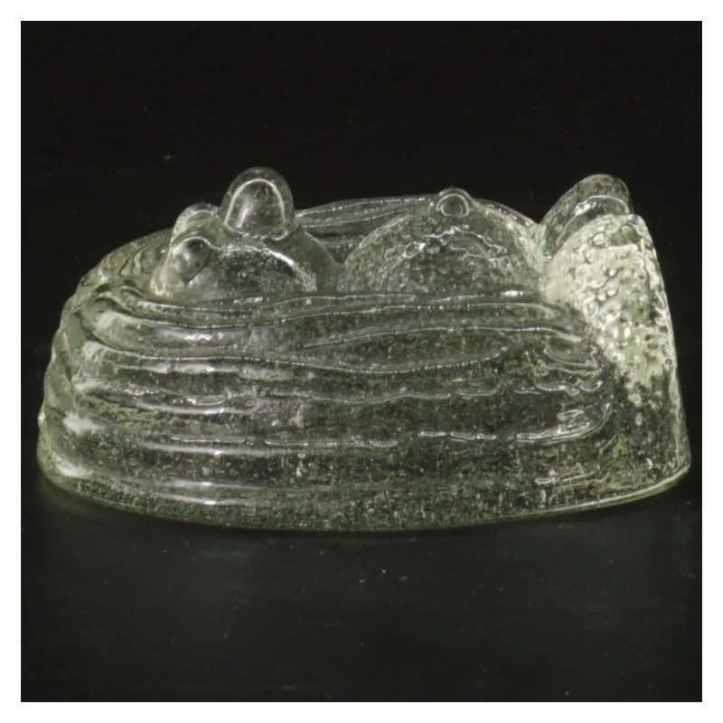 Orrefors bogstøtte i glas formet som et dyr (str. 10x8 cm)