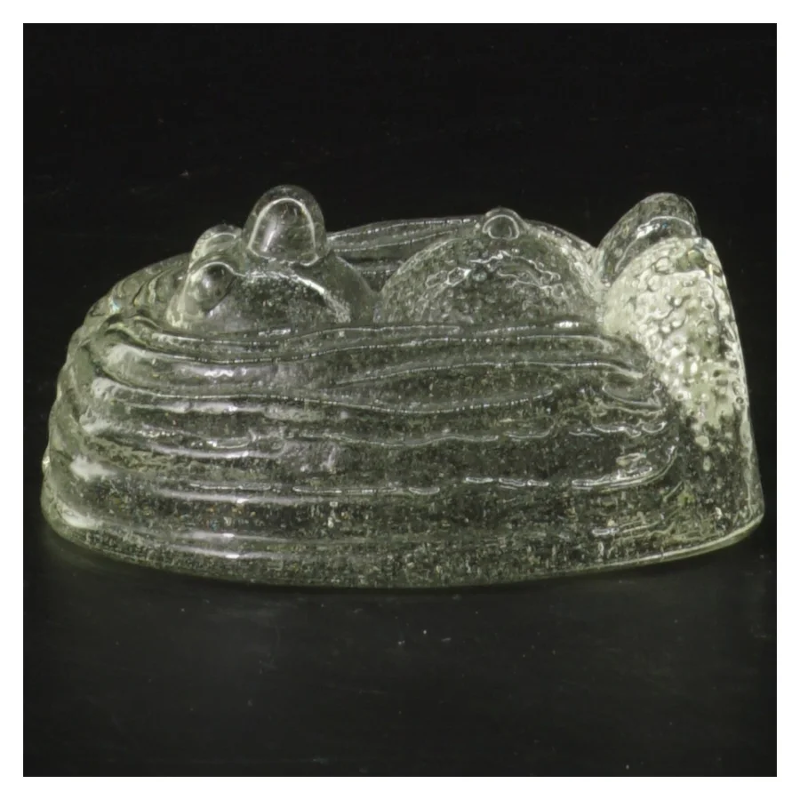 Orrefors bogstøtte i glas formet som et dyr (str. 10x8 cm)