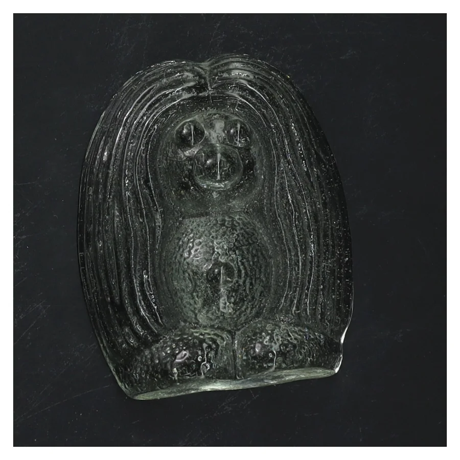 Orrefors bogstøtte i glas formet som et dyr (str. 10x8 cm)