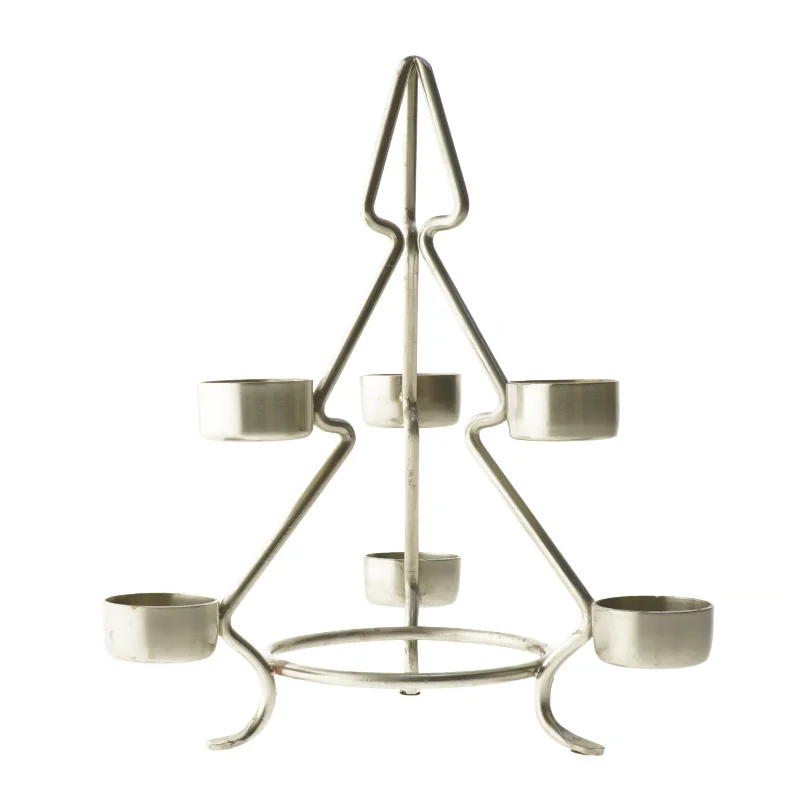 Lysestage i børstet stål med seks holdere (str. 28 cm)