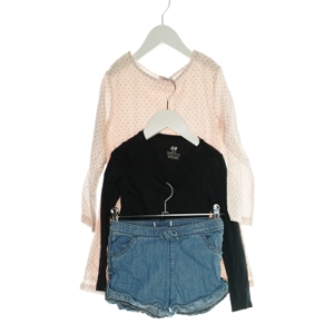 Kjole, bluse og shorts (Str. 116)
