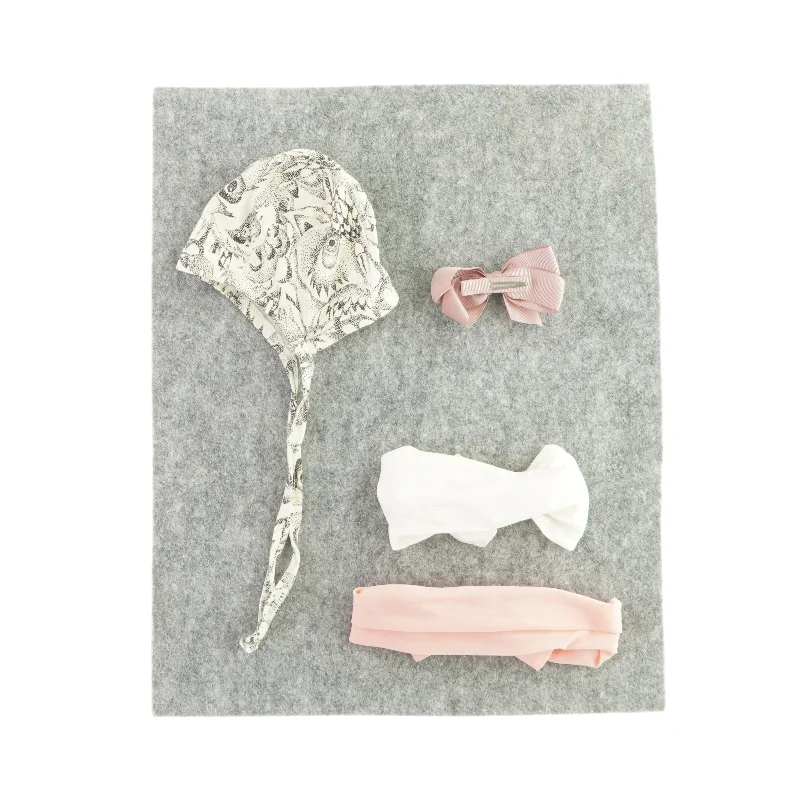 Hue og 2 hårbånd og et spænde 