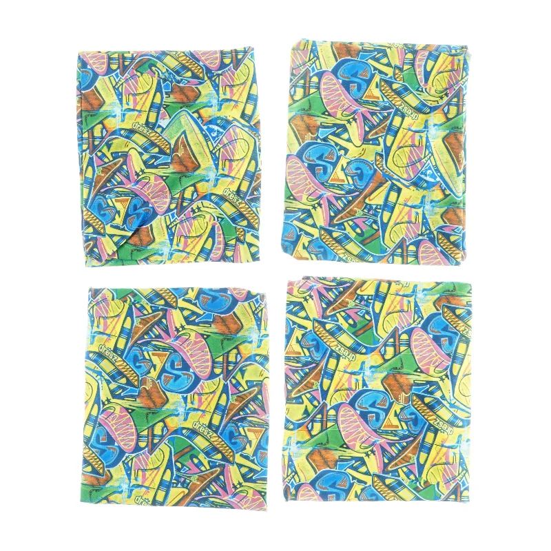 4 styks stofbogbind med graffiti print