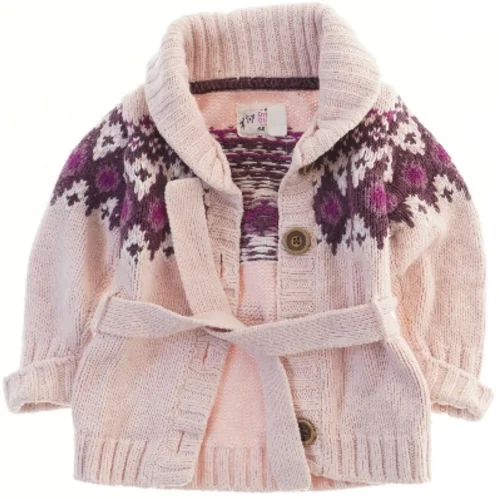 Lyserød cardigan med mønstret strik fra H&M (str. 74)