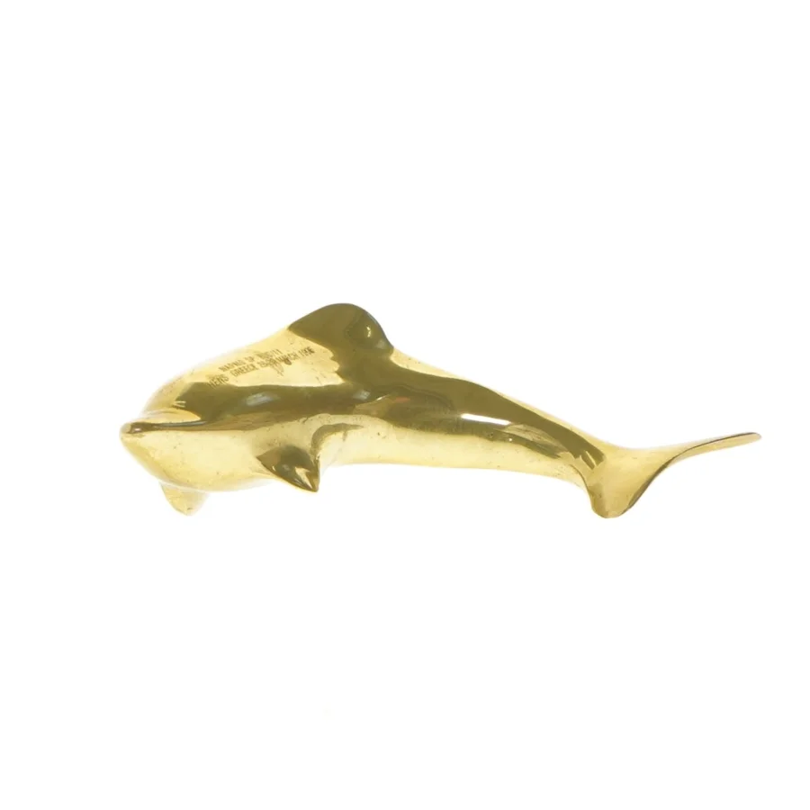 Vintage messing delfin, souvenir fra Athen, 1990’erne (str. 15 cm)