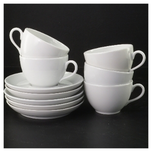 5 stk Pillivuyt Cecil kaffekopper (18 cl) med underkopper.