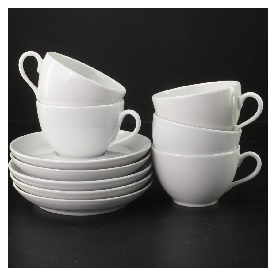 5 stk Pillivuyt Cecil kaffekopper (18 cl) med underkopper.