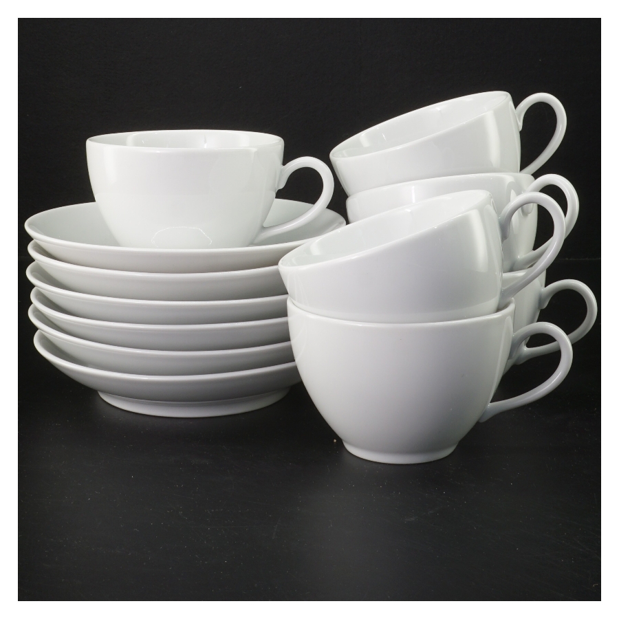 6 stk. Pillivuyt Cecil tekopper 29cl med underkopper