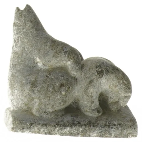 Grønlandsk fedtstensfigur - Isbjørnemotiv (str. 9x5x8,5 cm)