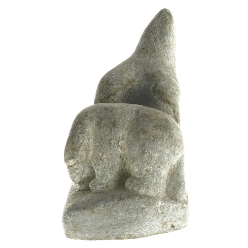 Grønlandsk fedtstensfigur - Isbjørnemotiv (str. 9x5x8,5 cm)
