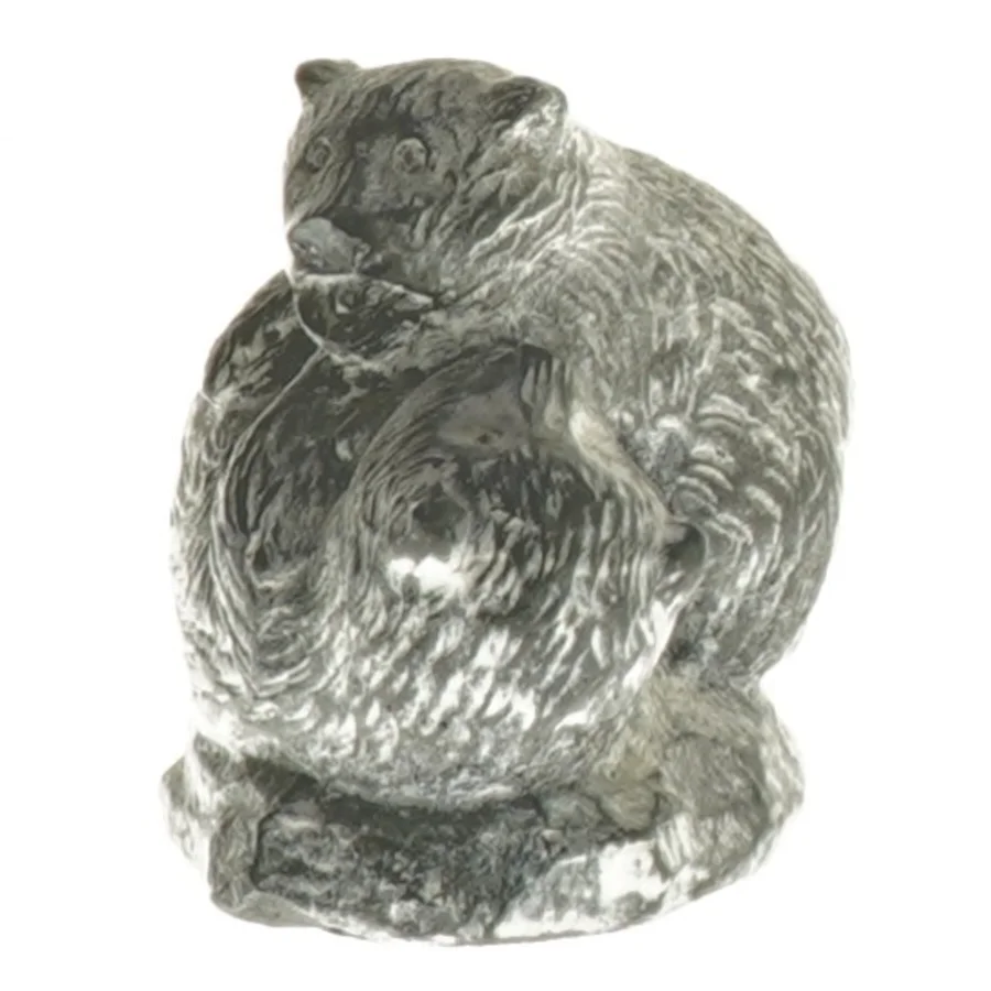 Inuit figur i sten - Isbjørne (A Wolf Original), str. 5,5x4,5x6 cm