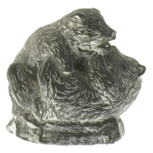 Inuit figur i sten - Isbjørne (A Wolf Original), str. 5,5x4,5x6 cm