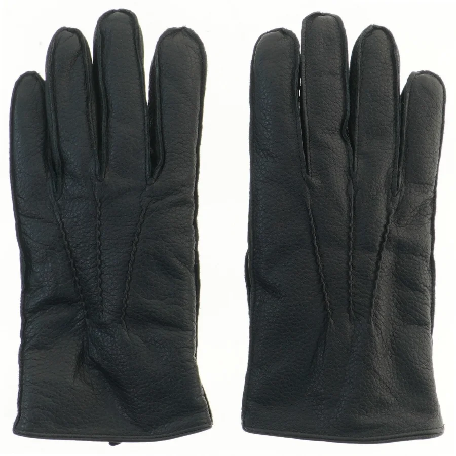 Sorte læderhandsker 27 cm (str. 27 cm)