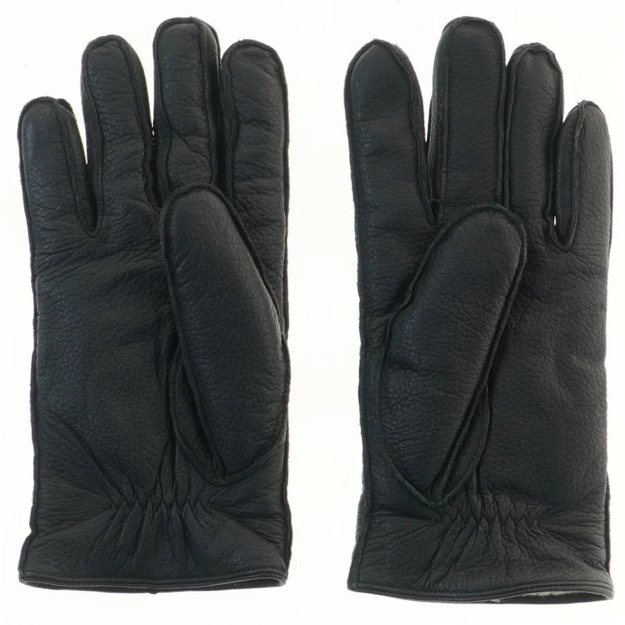 Sorte læderhandsker 27 cm (str. 27 cm)