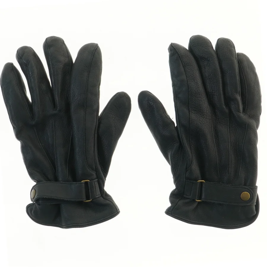 Sorte herrelæderhandsker med spænde (str. 28 cm)