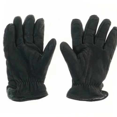 Sorte herrelæderhandsker med spænde (str. 28 cm)