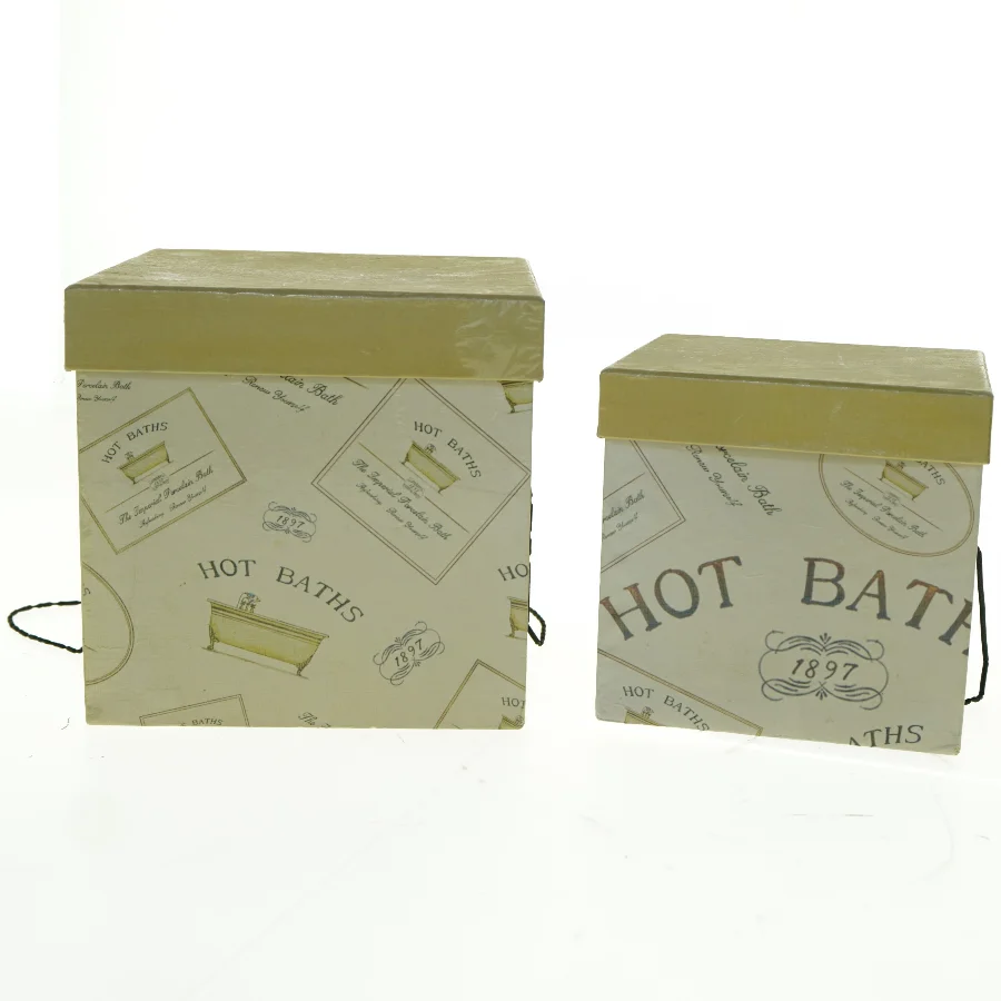 Opbevaringskasser i pap fra Home Art (str. 14,5 x 14,5 x 14 cm og 18 x 18 x 17 cm)