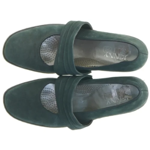 Grønne damepumps med rem (str. 3,5)