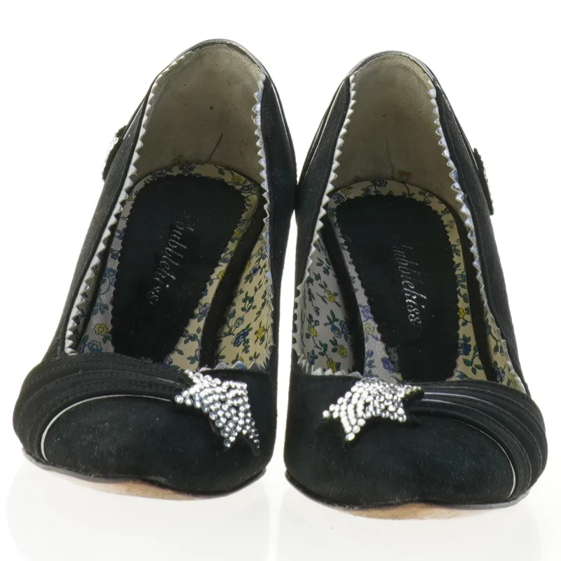 Sorte højhælede sko med dekoration (str. 36)