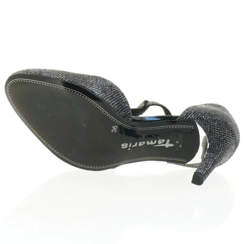 Glitrende stiletter med ankelrem fra Tamaris (str. 36)