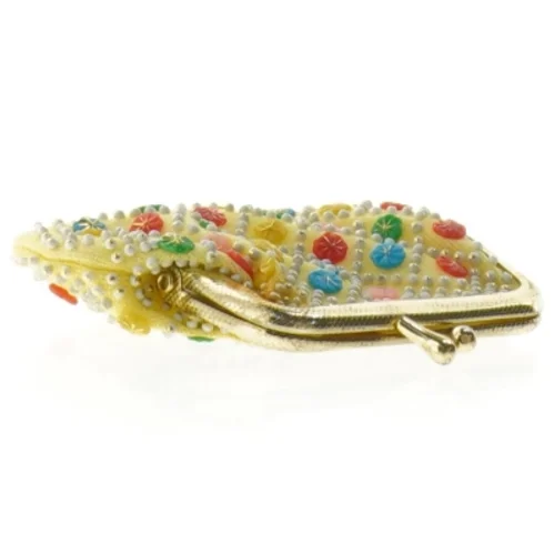 Broderet pung med perler (str. 10 x 8 cm)