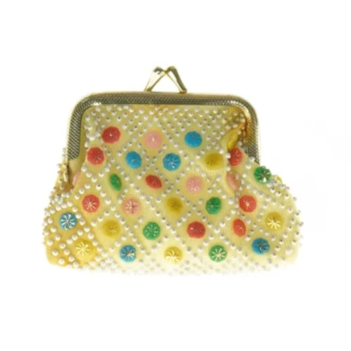 Broderet pung med perler (str. 10 x 8 cm)