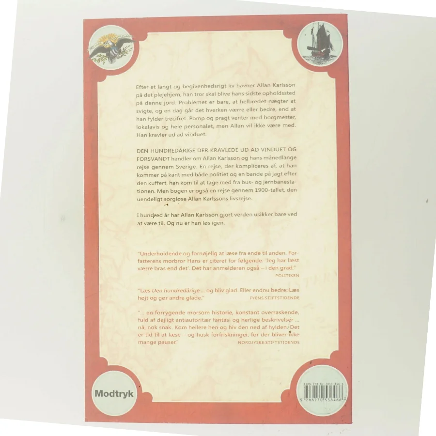 Den hundredårige der kravlede ud af vinduet og forsvandt af Jonas Jonasson (Bog)