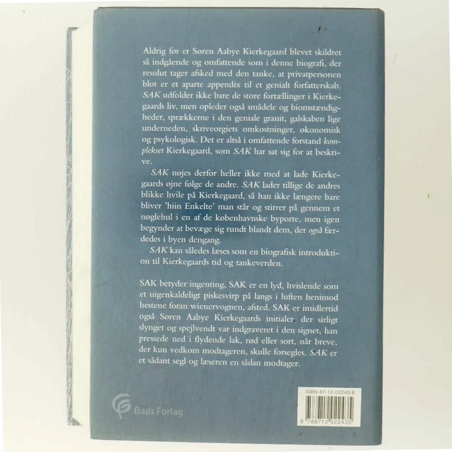 SAK : Søren Aabye Kierkegaard : en biografi af Joakim Garff (Bog)