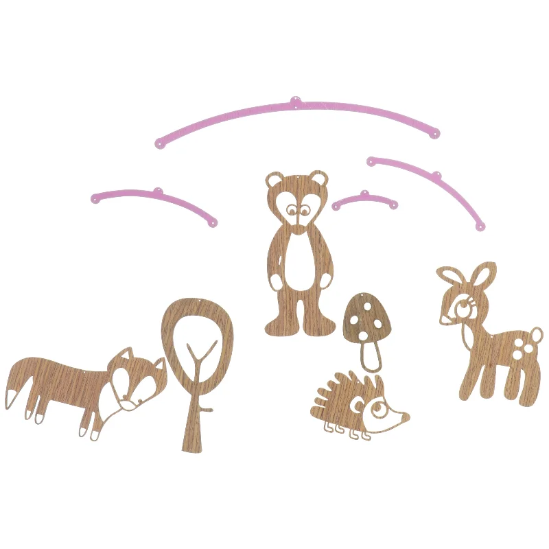 Sebra træ-uro med skovtema (str. 18 x 18 cm)