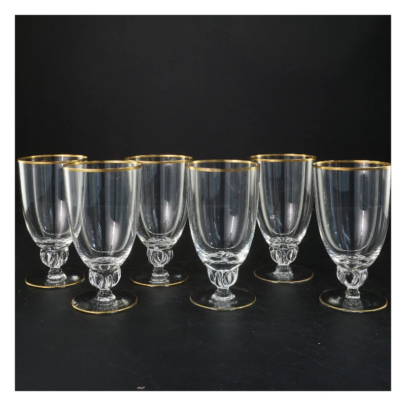 Sæt med 6 glas med guldkant (str. 14x8 cm)