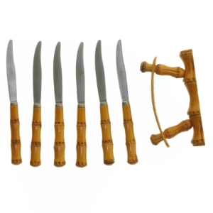 Sæt med bambusknive og holder (str. 17 cm)