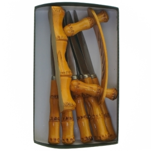 Sæt med bambusknive og holder (str. 17 cm)