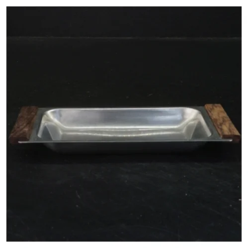 Rektangulært serveringsfad med træhåndtag (str. 18,5x9 cm)