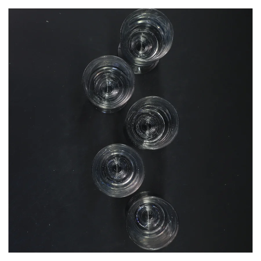 Sæt med seks mundblæste vinglas (str. 14x6 cm)