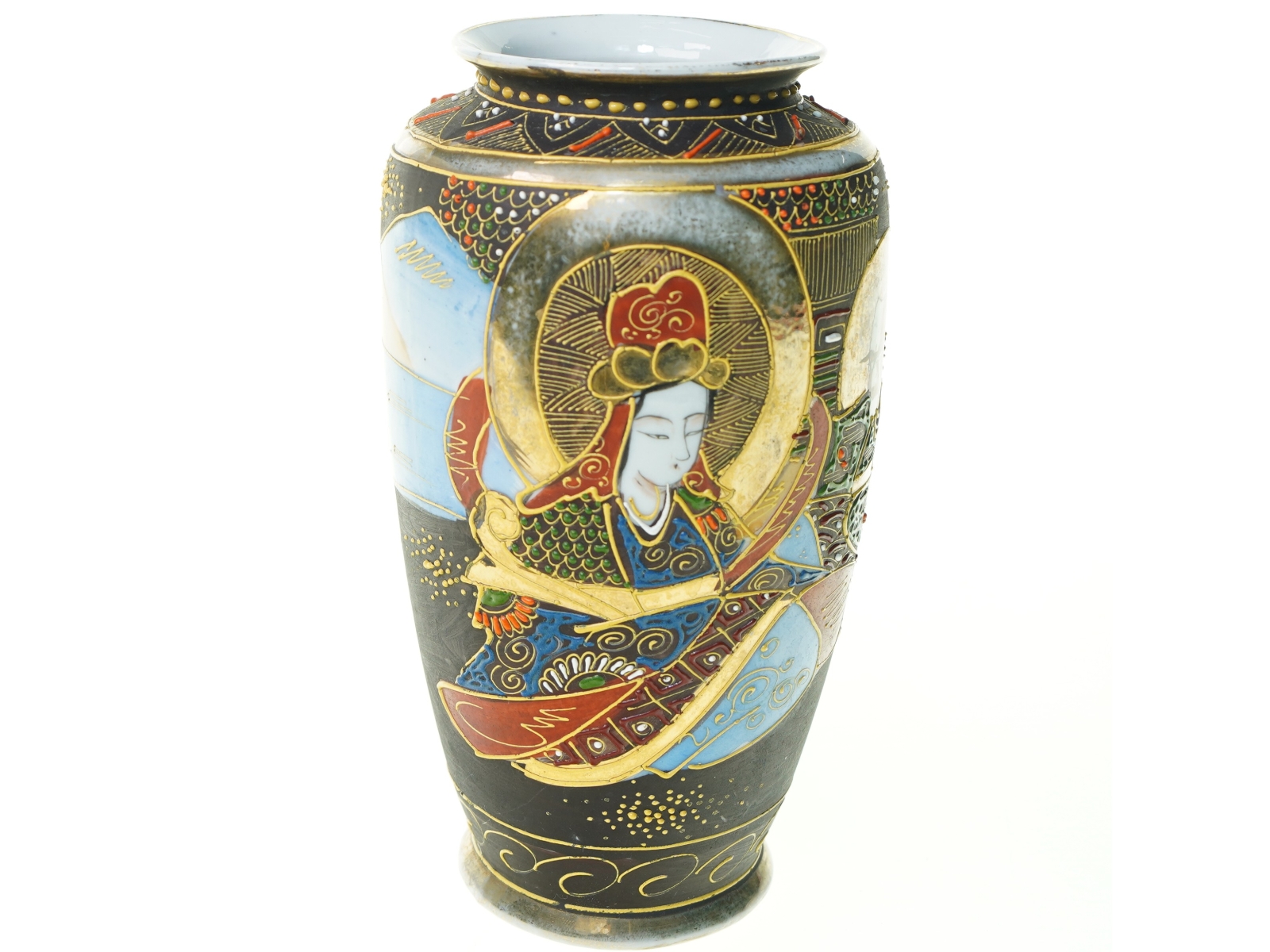 Vase med kinesisk motiv (str. 20 x 7 x 10 cm)