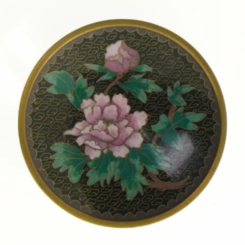 Smuk lille fad med blomster motiv (str. 10 x 10 cm)