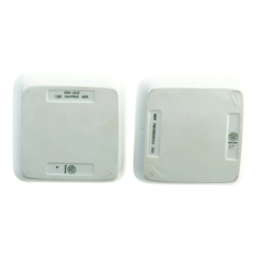 Askebægre med Den Lille Havfrue nr. 1300-6531 og Skål med Storkereden nr. 1300-6583 fra Bing Og Grøndahl (str. 12 x 12 cm)