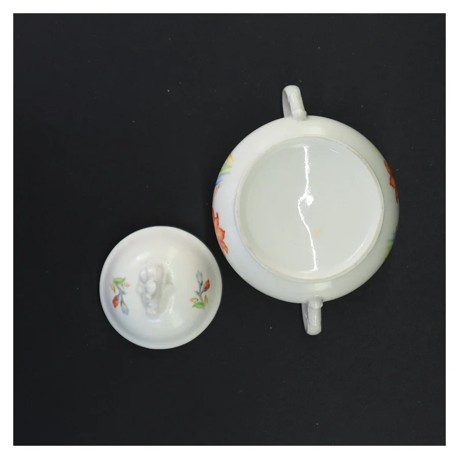 Porcelæn sukkerskål med låg (str. 13 x 15 cm)