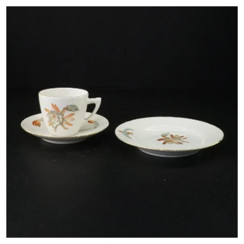 Porcelænskop og -underkop med tallerken fra Bing Og Grøndal (str. 15 x 9 cm)