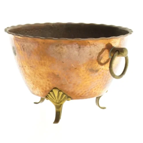 Vintage kobberkar med håndtag (str. 14 x 9 cm)